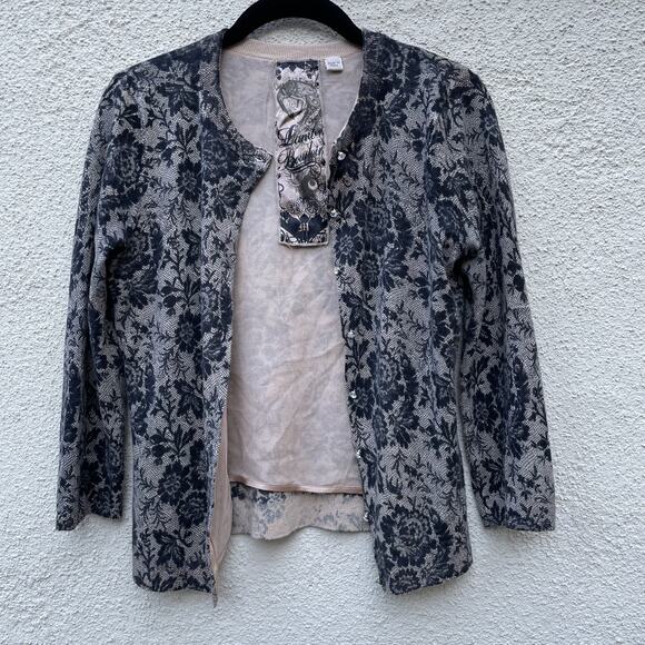 Lamb Boudoir Women's M Silk Lined Stretch Cashmere Sweater Cardigan L.A.M.B. Y2K - Picture 9 of 11